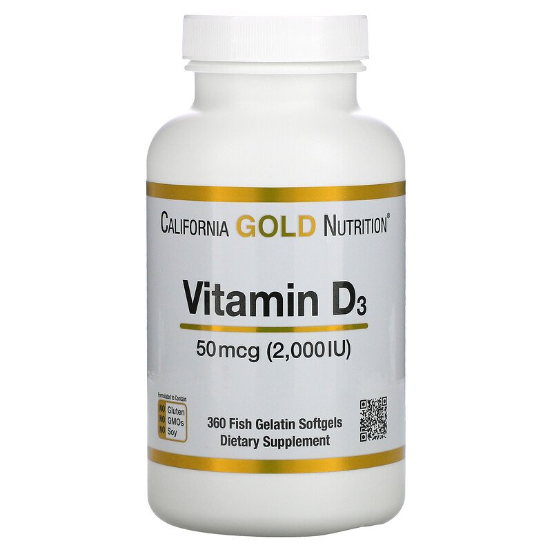 California Gold Nutrition Vitamin D3 50 мкг (2000 МЕ) 360 капсул