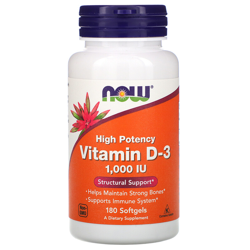 NOW High Potency Vitamin D3 1000 МЕ (25mcg) 180 капсул