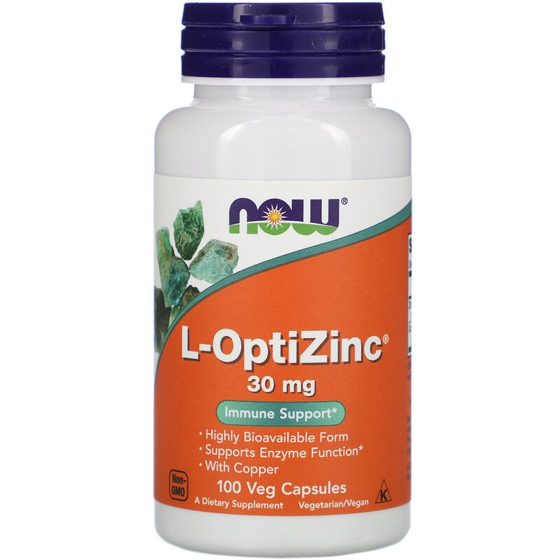 NOW L-OptiZinc 30 мг 100 вег. капсул