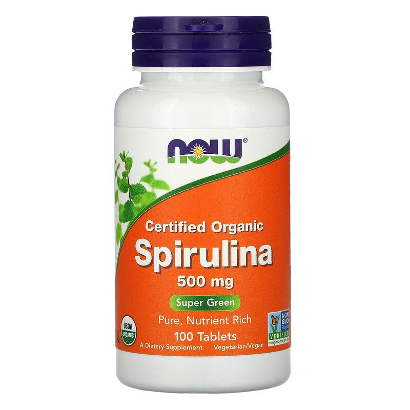 Now Foods Certified Organic Spirulina 500 мг 100 таблеток