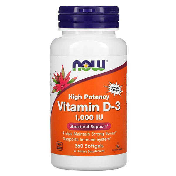 NOW High Potency Vitamin D3 1000 МЕ (25 mcg) 360 капсул