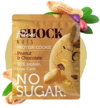 FitnesSHOCK NUTS Печенье с цельным орехом и шоколадными каплями без сахара 40 грамм