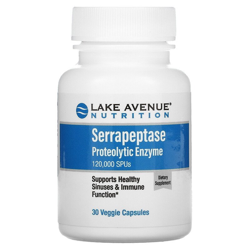 Lake Avenue Nutrition Serrapeptase (cеррапептаза, протеолитический фермент) 120 000 SPU 30 раст. капсул