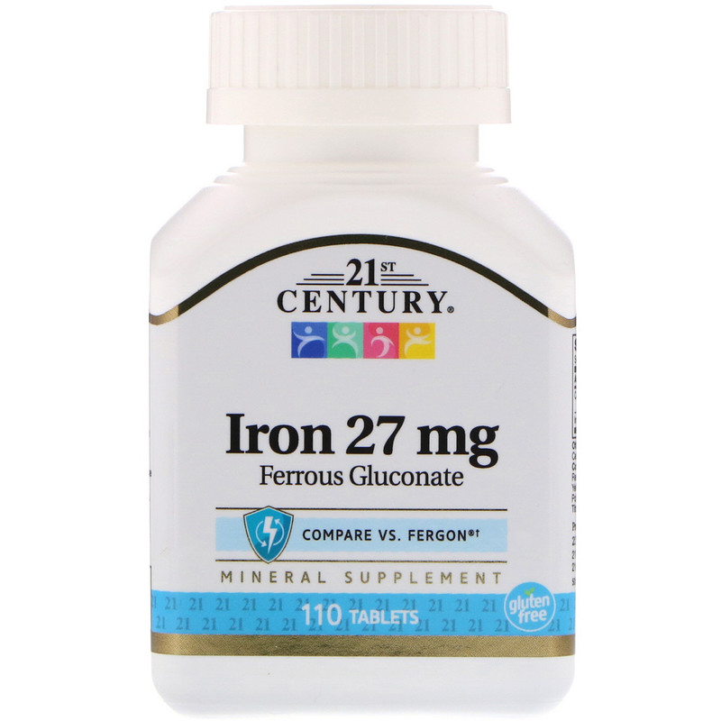 21st Century Iron 27 мг Ferrous Gluconate (глюконат железа) 110 таблеток