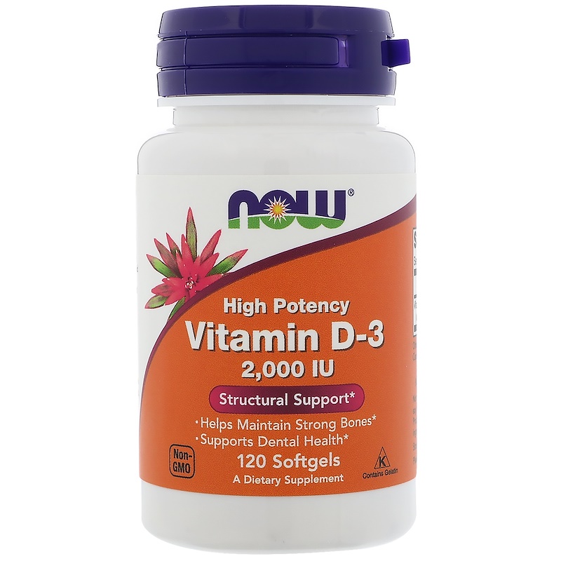 NOW High Potency Vitamin D3 2000 МЕ (50mcg) 120 капсул