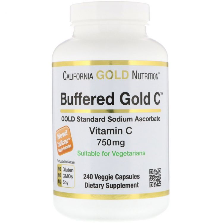 California Gold Nutrition Buffered Gold C 750 мг 240 вег. капсул