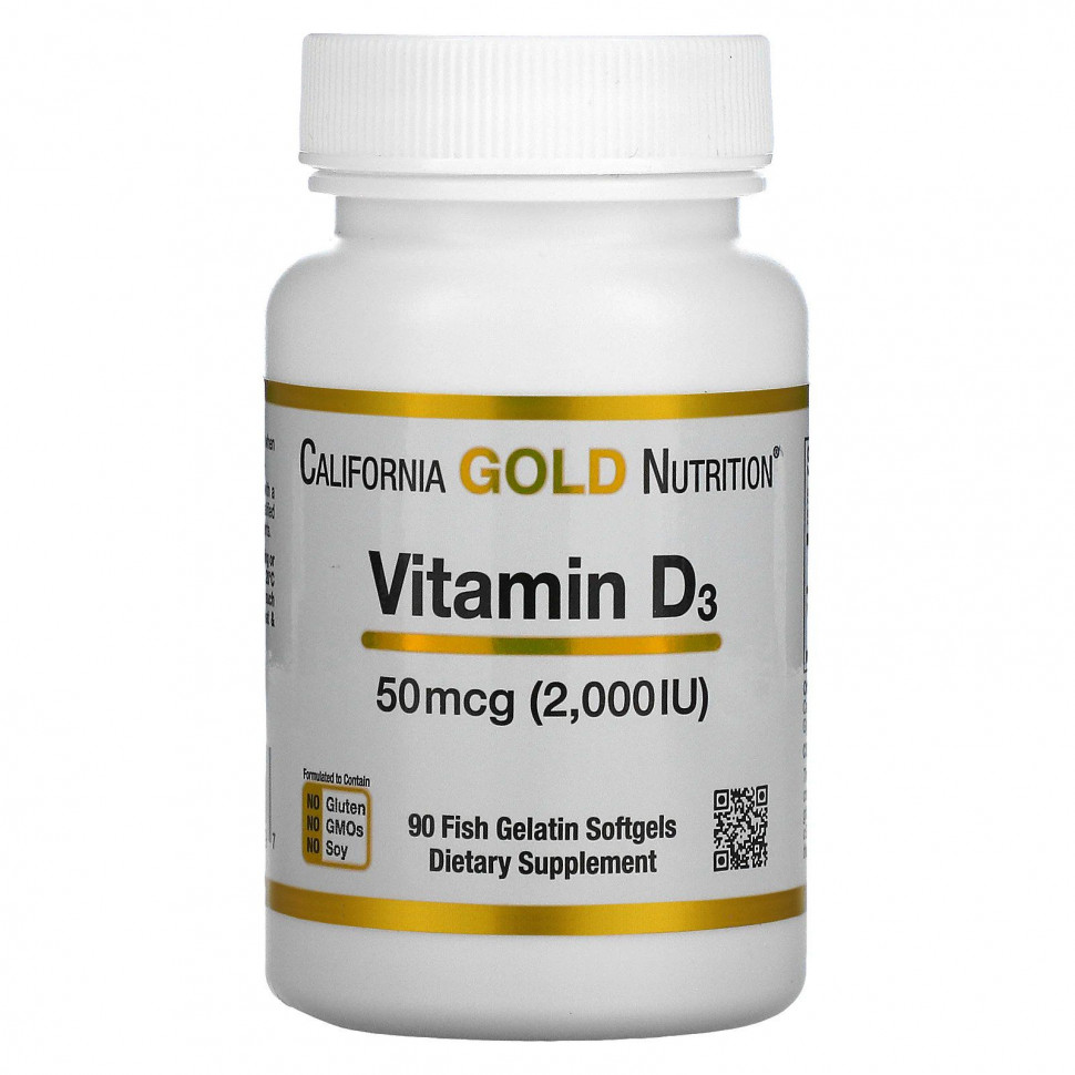 California Gold Nutrition Vitamin D3 50 мкг (2000 МЕ) 90 капсул