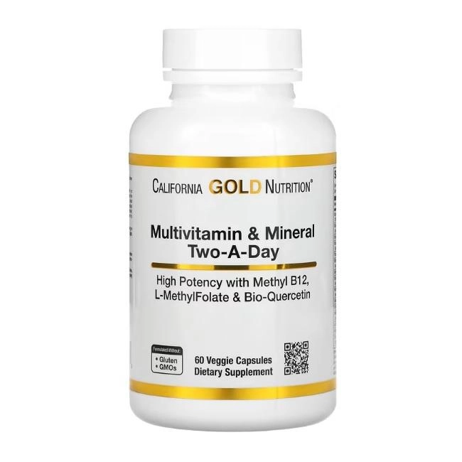 California Gold Nutrition Multivitamin & Mineral Two-A-Day 60 вег. капсул