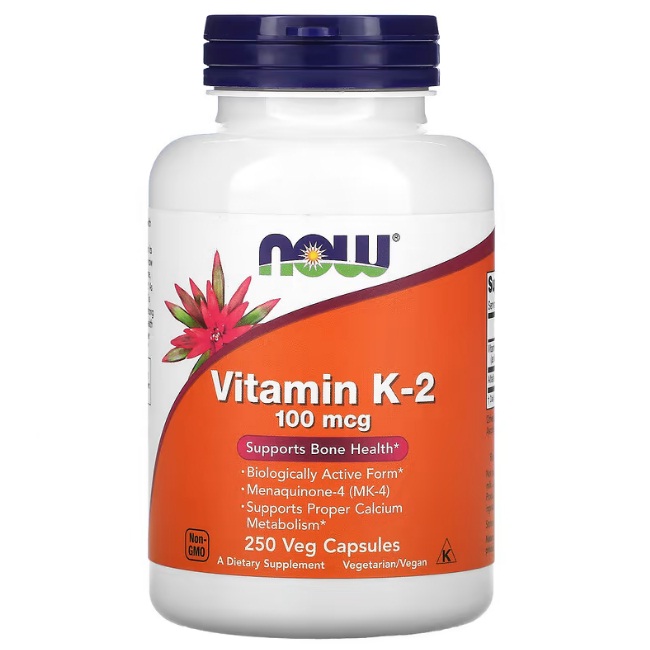 NOW Vitamin K-2 100 мкг 250 вег. капсул
