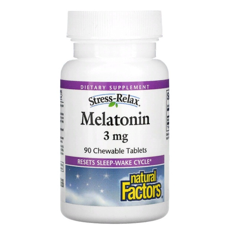 Natural Factors Stress-Relax Melatonin 3 мг 90 жевательных таблеток