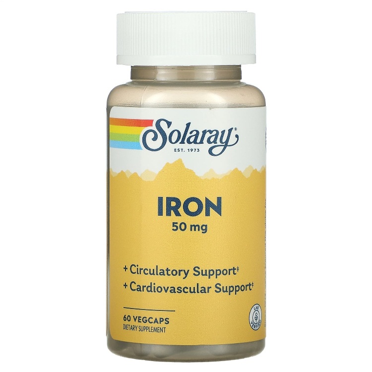 Solaray Iron 50 мг 60 вег. капсул (amino acid chelate)