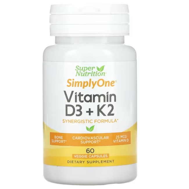 Super Nutrition SimplyOne Vitamin D3+K2 60 вег. капсул