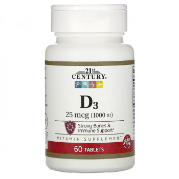21st Century Витамин D3 1000 МЕ (25mcg) 60 таблеток