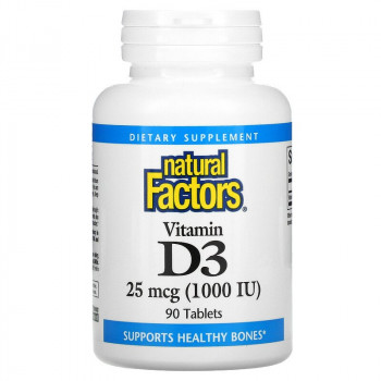 С.Г. до 01.11.23 Natural Factors Vitamin D3 25 мкг (1000 ME) 90 таблеток
