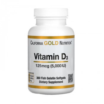 California Gold Nutrition Vitamin D3 125 мкг (5000 МЕ) 90 капсул