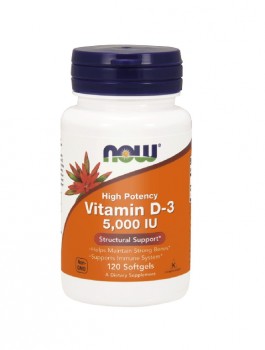 NOW High Potency Vitamin D3 (высокоактивный витамин D3 5000 МЕ) (125мкг) 120 капсул
