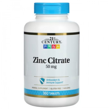 21st Century Zinc Citrate 50 мг 360 таблеток