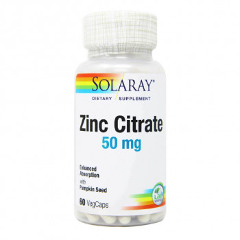 Solaray Zinc Citrate with Pumpkin Seed 50 мг 60 веганских капсул