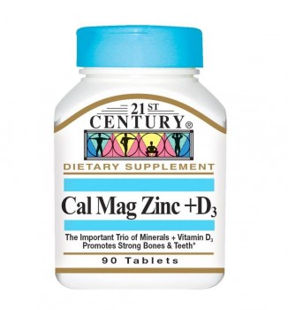 21st Century Calcium Magnesium Zinc + D3 90 таблеток
