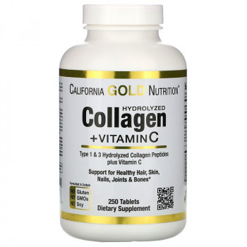 California Gold Nutrition Hydrolyzed Collagen type 1 и 3 + C 250 таблеток
