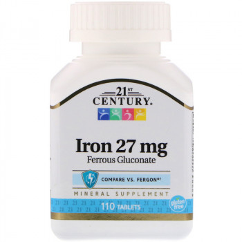 21st Century Iron 27 мг Ferrous Gluconate (глюконат железа) 110 таблеток