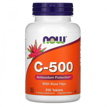 NOW C-500 with Rose Hips Powder 250 таблеток