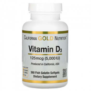 California Gold Nutrition Vitamin D3 125 мкг (5000 МЕ) 360 капсул