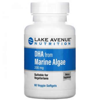 С.Г. до 01.08.23 Lake Avenue Nutrition DHA from Marine Algae (ДГК из морских водорослей) 200 мг 60 раст. капсул