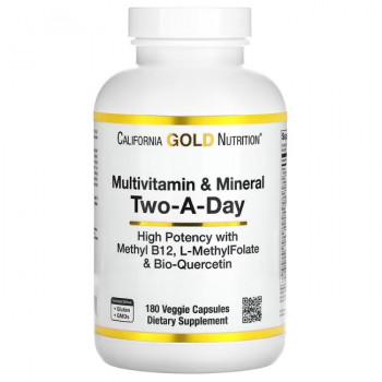 California Gold Nutrition Multivitamin & Mineral Two-A-Day 180 вег. капсул