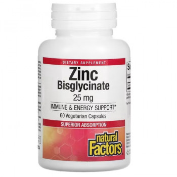 Natural Factors Zinc Bisglycinate 25 мг 60 вег. капсул