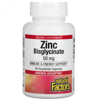 Natural Factors Zinc Bisglycinate 50 мг 60 вег. капсул