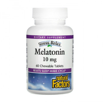 Natural Factors Stress-Relax Melatonin 10 мг 60 жевательных таблеток