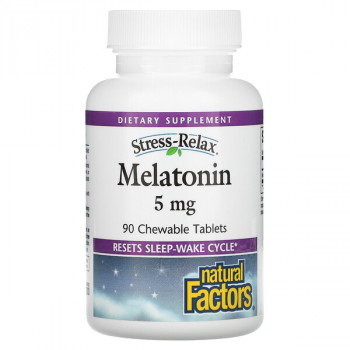 Natural Factors Stress-Relax Melatonin 5 мг 90 жевательных таблеток