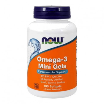 NOW Omega-3 Mini Gels Fish Oil 180 мини-капсул