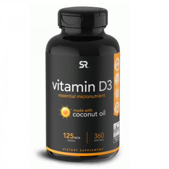 Sports Research Vitamin D3 with coconut oil 125 мкг 5000 МЕ 30 капсул