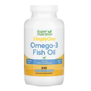 Super Nutrition Simply One Omega-3 Fish Oil 240 капсул (400 мг ЭПК и 200 мг ДГК)